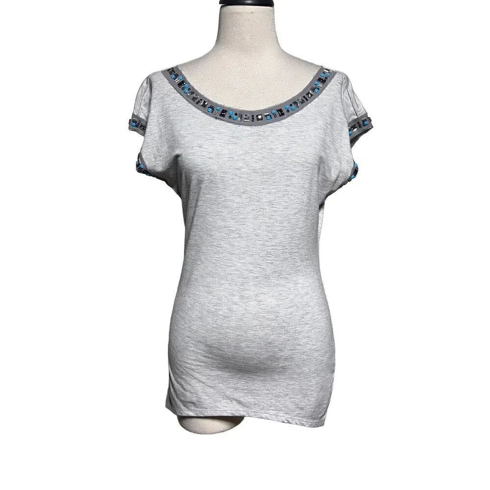 White House Black Market Embellished Short Sleeve T-Shirt Size XS